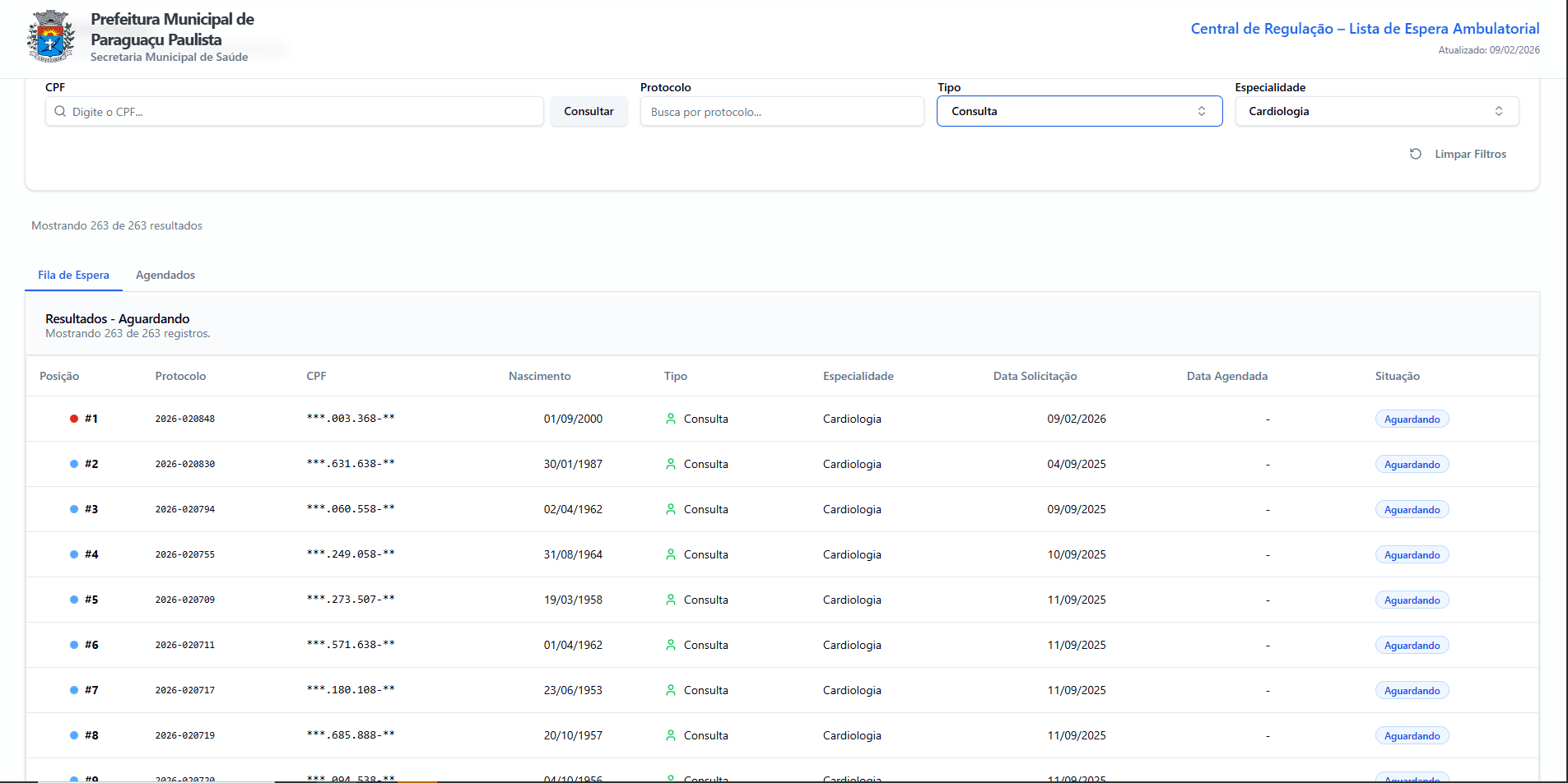 Lista de Espera: Portal do Cidadão